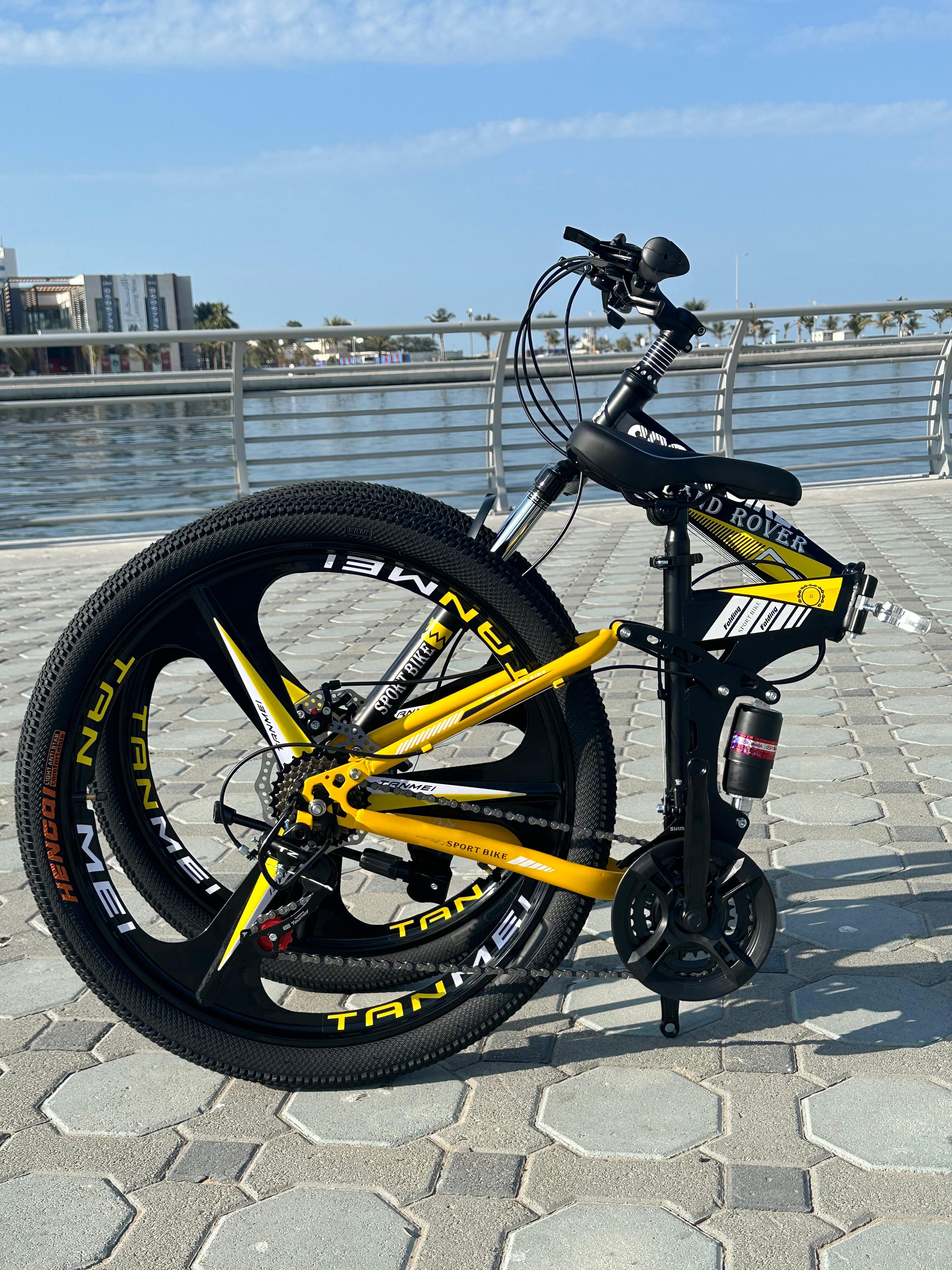 دوچرخه تاشو سایز ۲۶ ، ۲۴ و ۲۷   LAND ROVER (سفارش اروپا)  رینگ‌ سه پره رنگ مشکی زرد