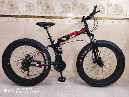 دوچرخه تاشو آفرود ساحلی لاستیک پهن سایز ۲۶ VTT  رنگ‌ مشکی