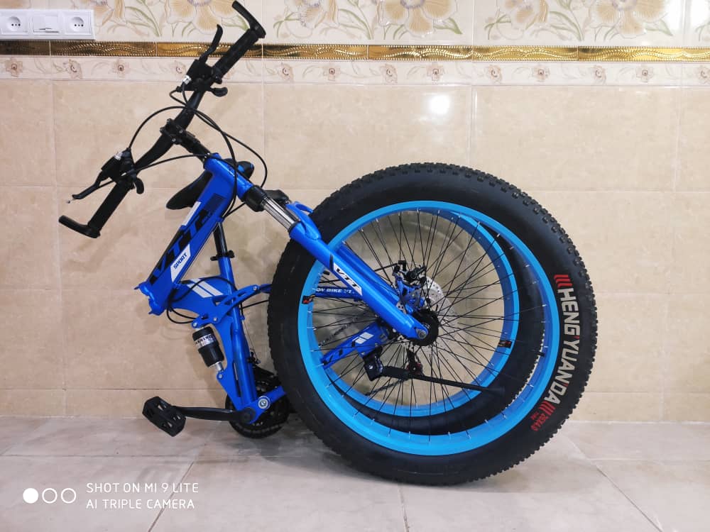 دوچرخه تاشو آفرود ساحلی لاستیک پهن سایز ۲۶و ۲۷ و ۲۹ VTT ‌رنگ‌ آبی
