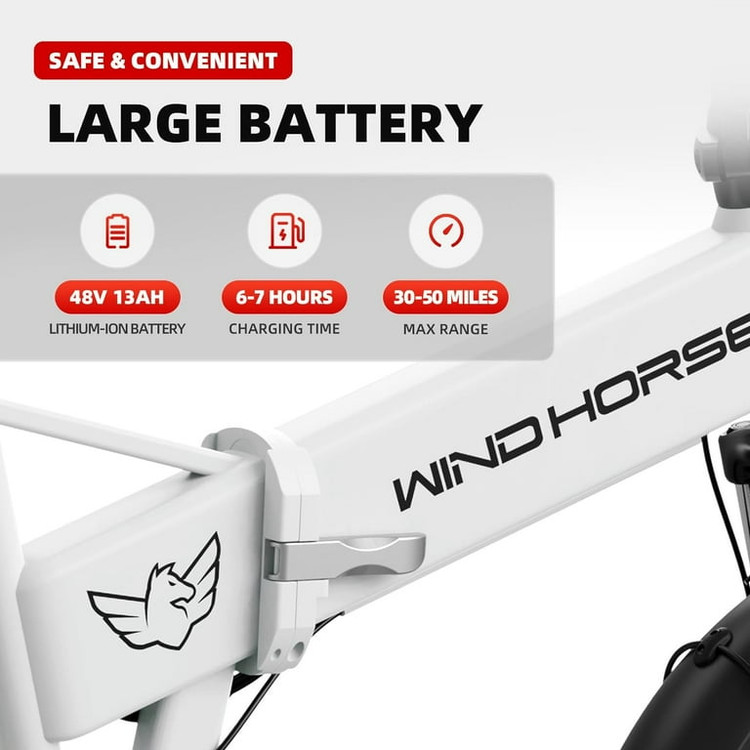 دوچرخه برقی تاشو آفرود تایر پهن دنده ای WIND HORSE موتور ۸۰۰ وات سفارش انگلیس ( پیش فروش تحویل یک ماهه )