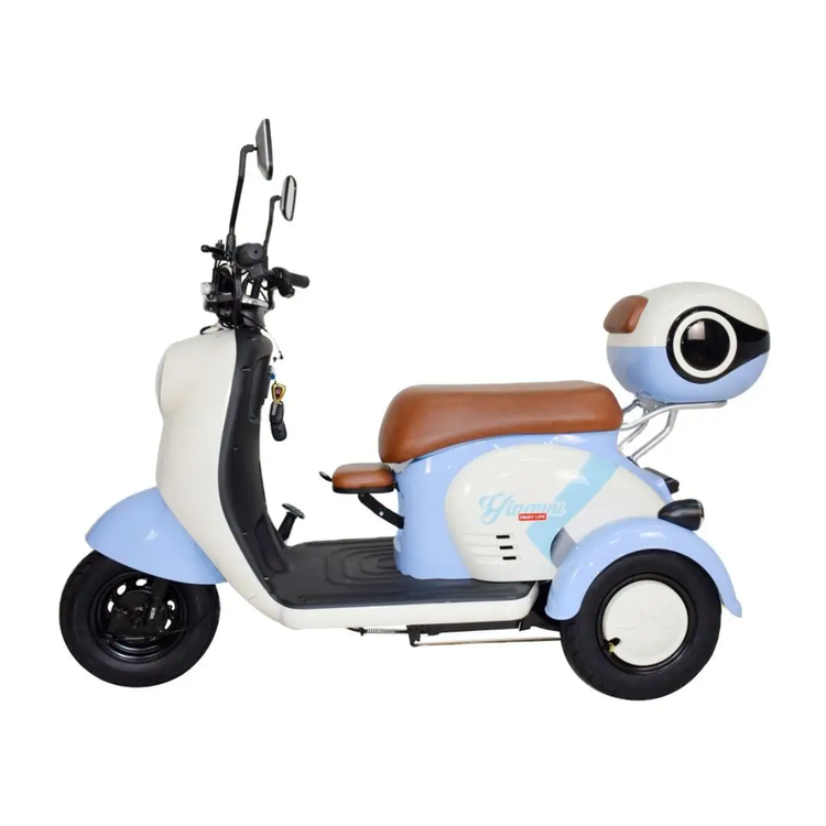 سه چرخه برقی ( سه چرخ ) بزرگسال وسپا VESPA سه نفره مدل hello رنگ آبی