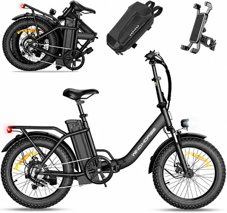 دوچرخه برقی تاشو آفرود تایر پهن دنده ای WIND HORSE ( سفارش انگلیس ) مدل W4B رنگ سفید
