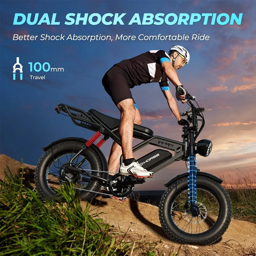 دوچرخه‌ برقی آفرود تایر پهن دنده ای WIND HORSE  موتور ۸۰۰ وات  ( سفارش انگلیس ) مدل V8 PRO ( پیش فروش تحویل یک ماهه )